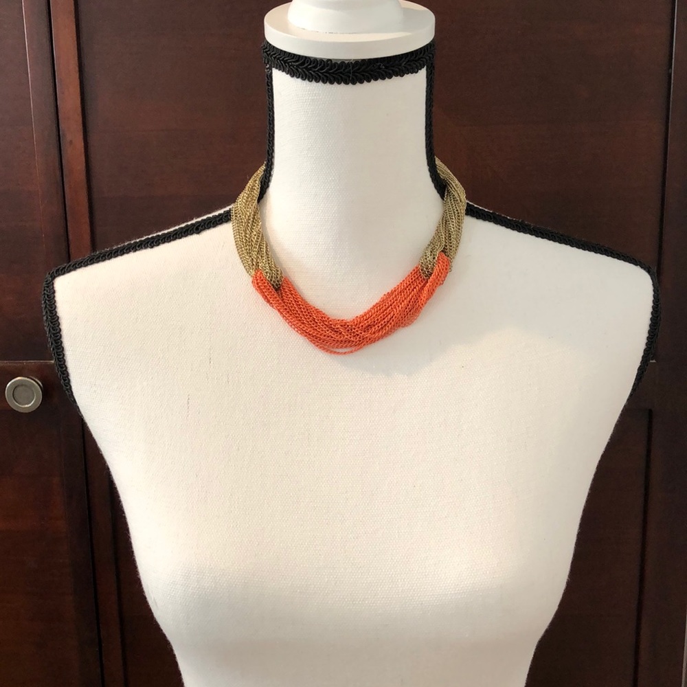 Gold and orange chain necklace
